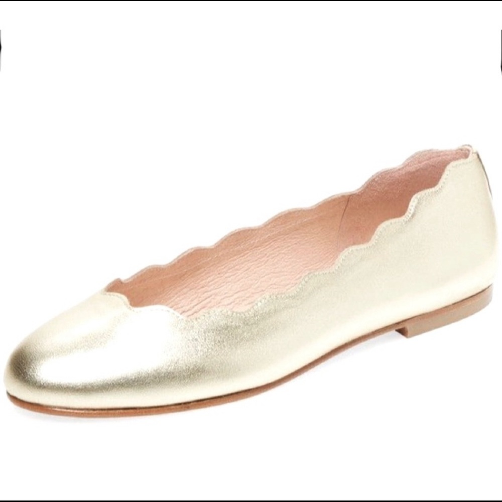 French Sole FS/NY Gold Metallic Scalloped Flats